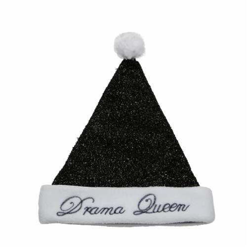 Northlight 21  Black and White Drama Queen Women Adult Christmas Santa Hat Costume Accessory Perspective: front