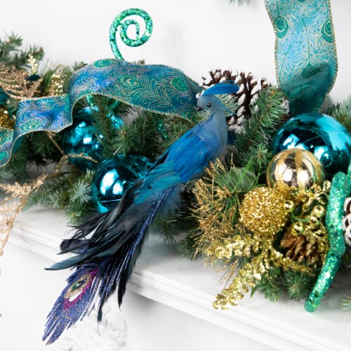 Teal Blue Feather Christmas Tree Decoration