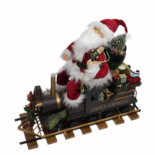 Northlight 22  Santa Express Train Christmas Figure on Railroad Track Base Perspective: front