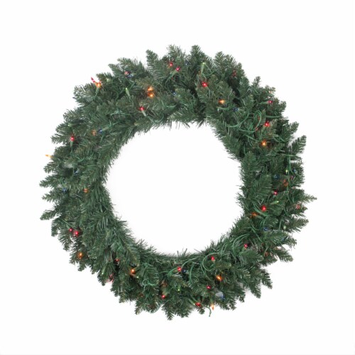 Northlight PreLit Traditional Pine Artificial Christmas Wreath 30Inch, Multi Lights, 1.0000