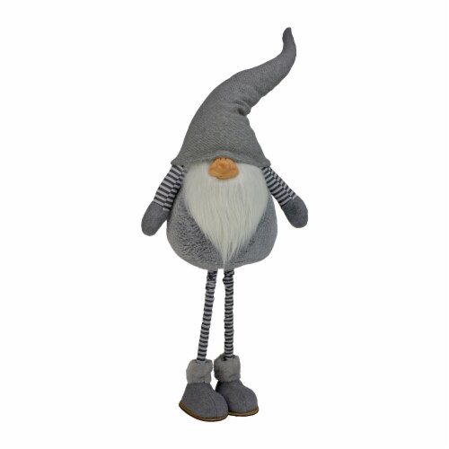 Northlight 42 Gray and White Adjustable Height Chubby Smirking Gnome Perspective: front