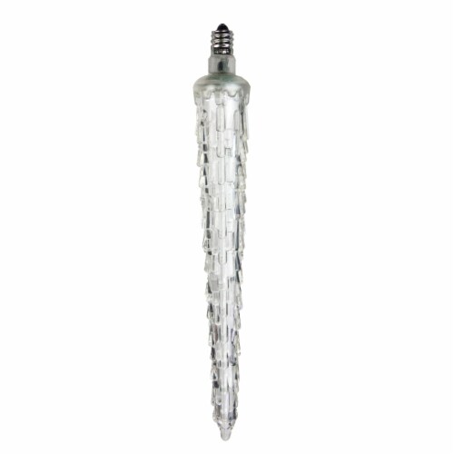 HUB 7 White Dripping LED Icicle Christmas Light Bulb Perspective: front