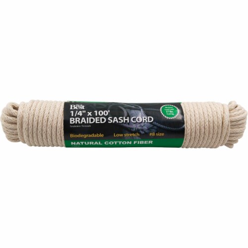 Do it Best 1/4 In. x 100 Ft. White Solid Braided Cotton Sash Cord 218856 Perspective: front