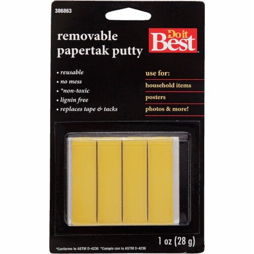 Do it Best 1 Oz. Yellow Reusable Papertak Putty 386863 Perspective: front