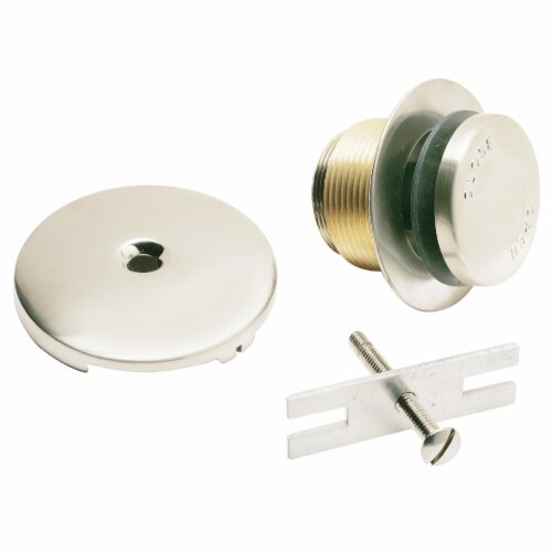 Do it Foot Lok Stop Brushed Nickel Bath Drain Trim Kit 438814 Perspective: front