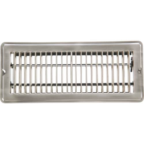 Home Impressions 4 In. x 10 In. Satin Nickel Steel Floor Register 1FL0410SN-NH Perspective: front