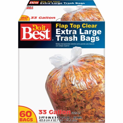 Do it Best 33 Gal. Extra Large Clear Trash Bag 60 Count 647918