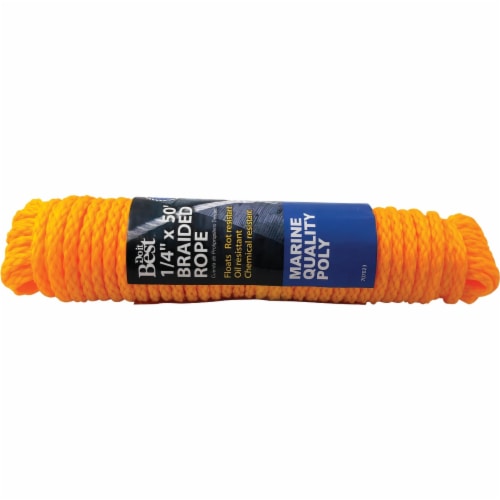 Do it Best 1/4 In. x 50 Ft. Yellow Braided Polypropylene Packaged Rope 707023 Perspective: front