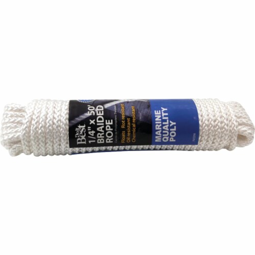 Do it Best 1/4 In. x 50 Ft. White Solid Braided Polypropylene Packaged Rope Perspective: front