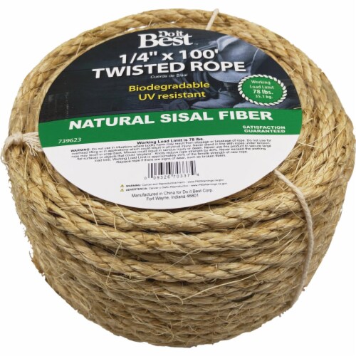 Do it Best 1/4 In. x 100 Ft. Natural Twisted Sisal Fiber Packaged Rope  739623, 1 - Gerbes Super Markets