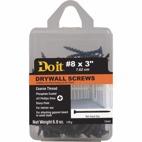 Do it #8 x 3 In. Coarse Thread Phosphate Drywall Screw (6 Oz. Pack) 730491 Perspective: front
