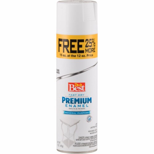 Do it Best Premium Enamel 15 Oz. Gloss Bonus Can Spray Paint, White 203490D Perspective: front