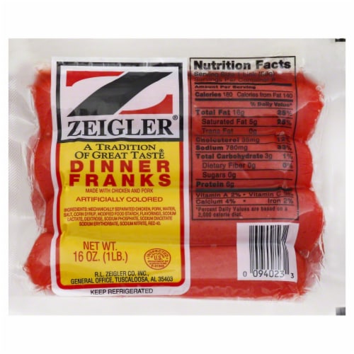 Zeigler's Dinner Franks Perspective: front