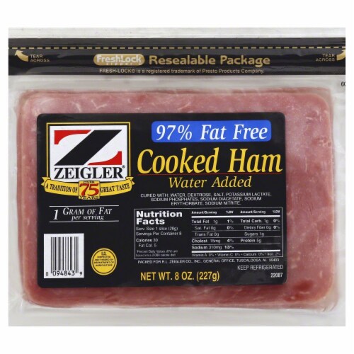 Zeigler's® Cooked Sliced Ham Perspective: front