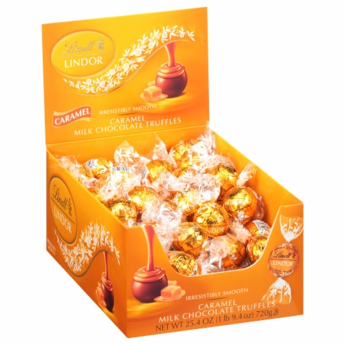 Lindt Lindor Caramel Milk Chocolate Truffles Perspective: front