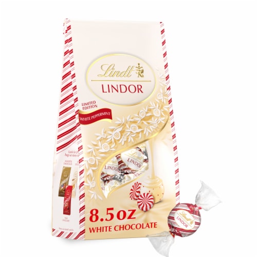 Lindt Holiday Lindor Peppermint White Chocolate Truffles Perspective: front