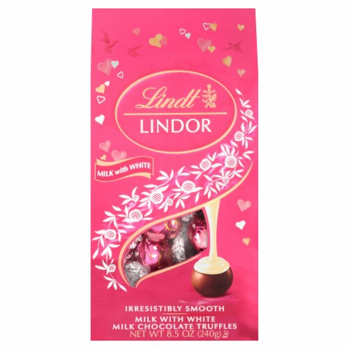 Lindt Valentine Milk & White Chocolate Truffles Perspective: front