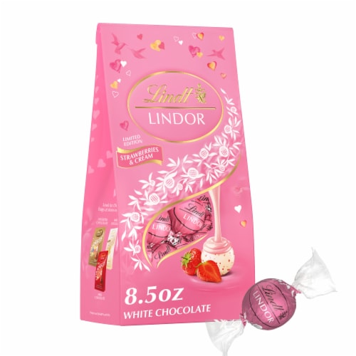 Lindt LINDOR Valentine's Strawberries & Cream Truffles Candy Perspective: front