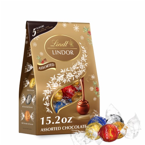 Lindt Lindor Milk Assorted Chocolate Candy Truffles, 15.2 oz. Bag