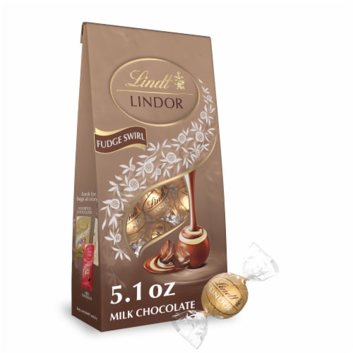 Lindt Lindor Fudge Swirl Milk Chocolate Candy Truffles Perspective: front