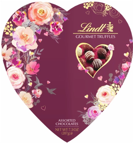 Lindt Assorted Gourmet Truffles Valentine's Heart Box Perspective: front