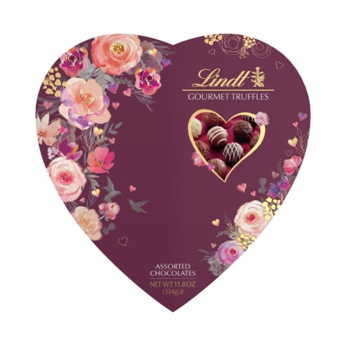 Lindt Gourmet Truffles Assorted Chocolates Valentine Heart Box Perspective: front