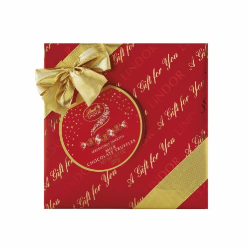Lindt Lindor Holiday Milk Chocolate Truffles Gift Box Perspective: front