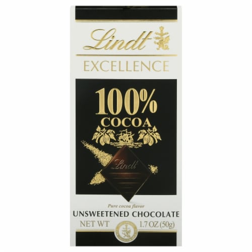 Lindt Excellence 100% Cocoa Unsweetened Chocolate Bar Perspective: front