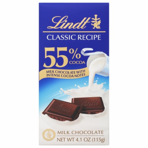 Lindt Classic Recipe 55% Cocoa Milk Chocolate Bar Perspective: front