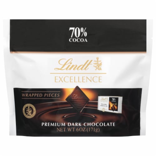 Lindt Excellence 70% Premium Dark Chocolate Wrapped Pieces Perspective: front