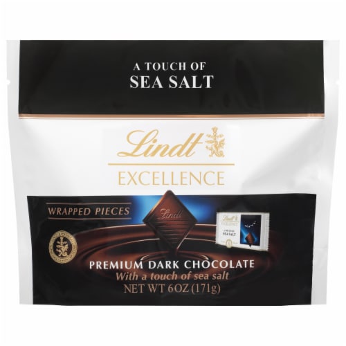 Lindt Excellence A Touch of Sea Salt Premium Dark Chocolate Wrapped Pieces Perspective: front