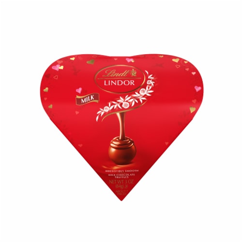 Lindt LINDOR Valentine's Milk Chocolate Candy Truffles Friend Heart Gift Box Perspective: front