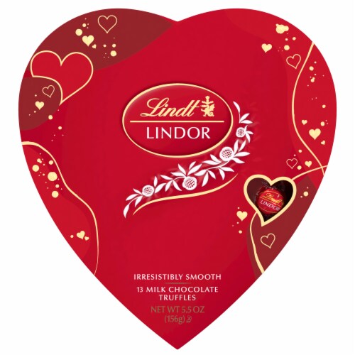Lindt Lindor Milk Chocolate Truffles Candy Valentine's Heart Box Perspective: front