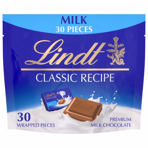 Lindt CLASSIC RECIPE Milk Chocolate Candy Individually Wrapped Pieces Perspective: front