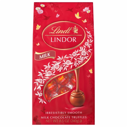 Lindt Lindor Milk Chocolate Truffles Candy Bag Perspective: front