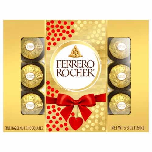 Ferrero Rocher Fine Hazelnut Chocolate Valentine's Day Seasonal Gift Box Perspective: front