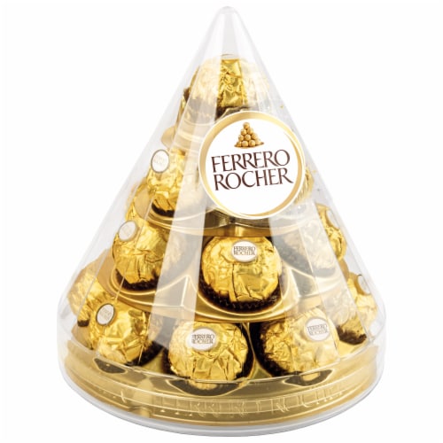 Ferrero Rocher Premium Gourmet Milk Chocolate Hazelnut Individually Wrapped Chocolates For Gifting Perspective: front