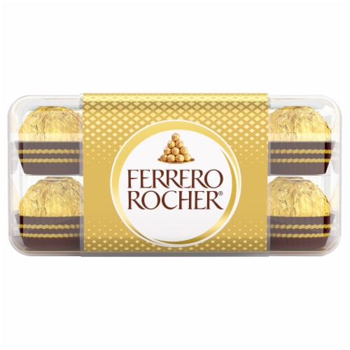 Ferrero Rocher Fine Hazelnut Chocolates Candy Gift Box Perspective: front