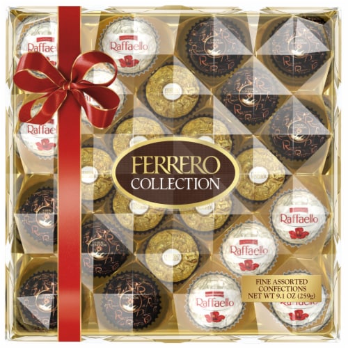 Ferrero Collection Premium Gourmet Assorted Hazelnut Milk And Dark Chocolate And Coconut Perspective: front