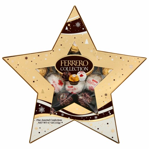 Ferrero Rocher Holiday Collection Fine Assorted Chocolate Confections Star Gift Box Perspective: front