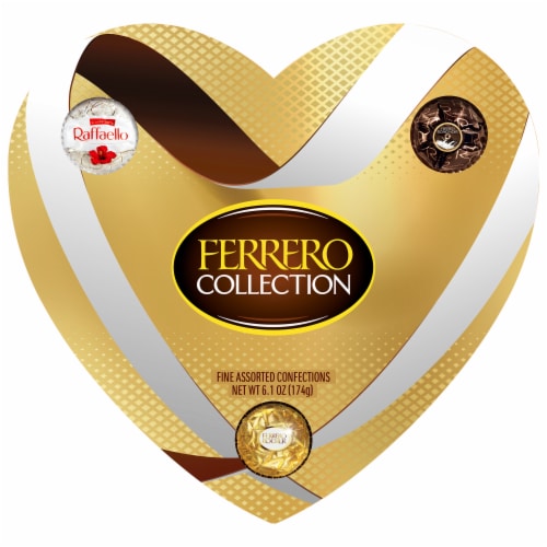 Ferrero Collection Assorted Hazelnut Chocolate and Coconut Valentine\'s  Chocolate Heart Gift Box, 6.1 oz - Foods