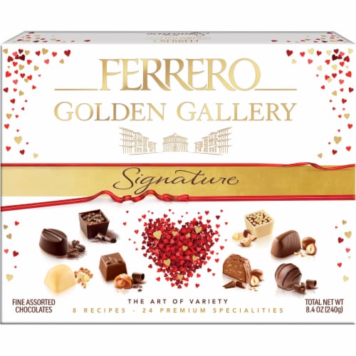 Ferrero Golden Gallery Signature Fine Assorted Chocolates Valentine Candy Perspective: front