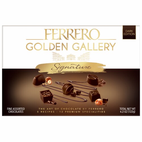 Ferrero Holiday Golden Gallery Signature Dark Edition Fine Assorted Chocolates Perspective: front