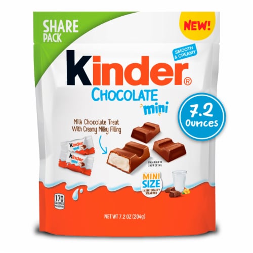 Kinder Chocolate Mini, Milk Chocolate Bar with Creamy Filling, Individually Wrapped Candy Share Pack Perspective: front