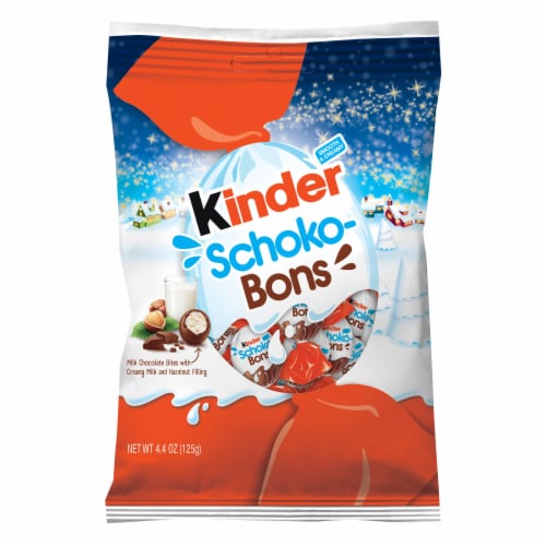 Kinder Schoko Bons, Milk Chocolate Bites with Creamy Milk and Hazelnut Filling, Individually Wrapped Perspective: front