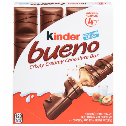 Kinder Bueno Milk Chocolate and Hazelnut Cream Candy Bar Pack Perspective: front