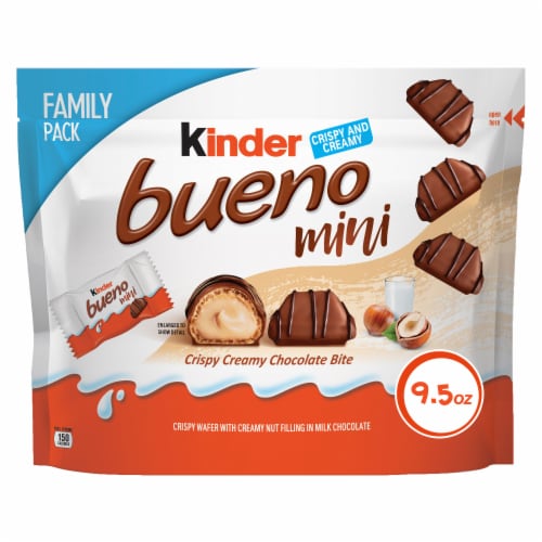 Kinder Bueno Mini Milk Chocolate and Hazelnut Cream Stocking Stuffer Family Pack Perspective: front