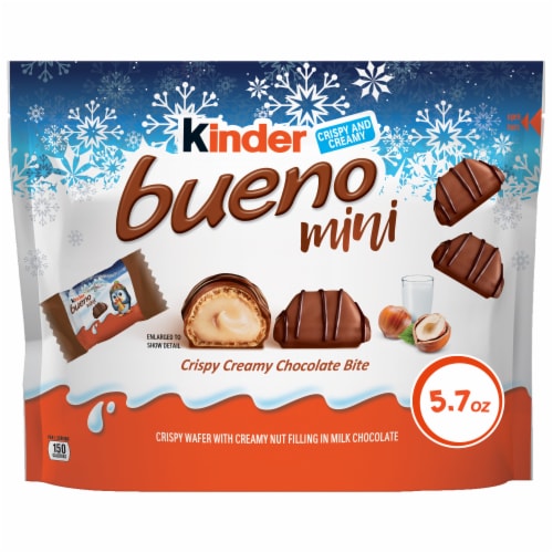 Kinder Bueno Mini Milk Hazelnut Chocolate And Cream Individually Wrapped Share Size Bar Perspective: front