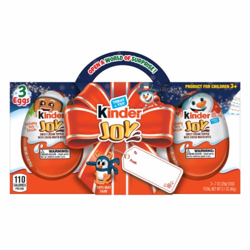 Kinder Joy Eggs Stocking Stuffers Treat Plus Toy Sweet Creams and Crispy Chocolatey Wafer Bites Perspective: front