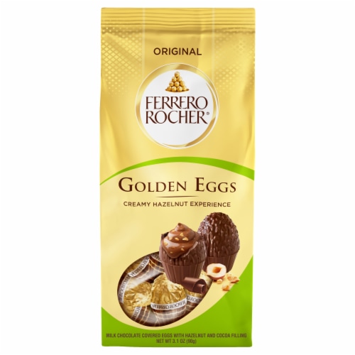 Ferrero Rocher Golden Eggs, Premium Gourmet Milk Chocolate, 3.1 oz Perspective: front